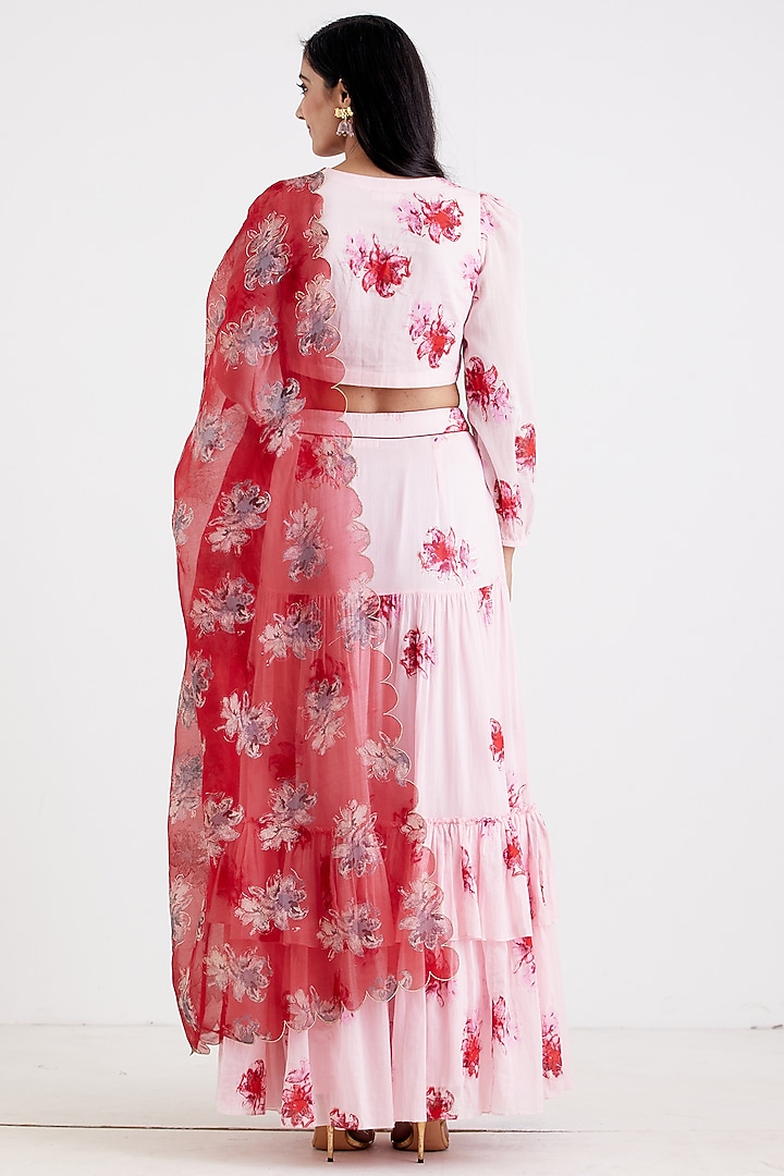Baby Pink Printed Lehenga Set by Label Earthen at Pernia's Pop Up Shop