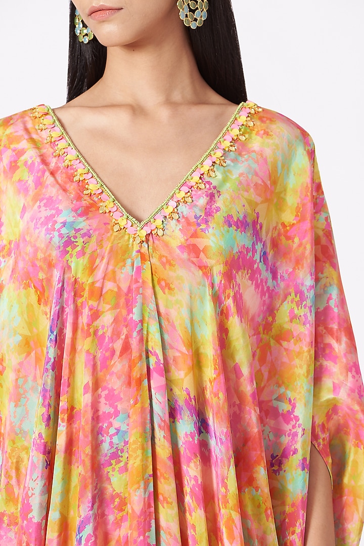 Multi Colored Digital Printed Kaftan by Elena Singh at Pernia's Pop Up Shop
