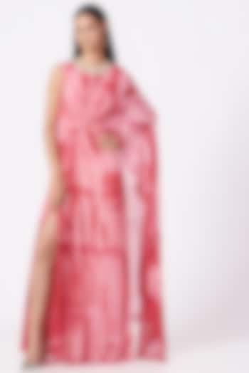 Candy Pink Tie-Dye Draped Gown by Elena Singh