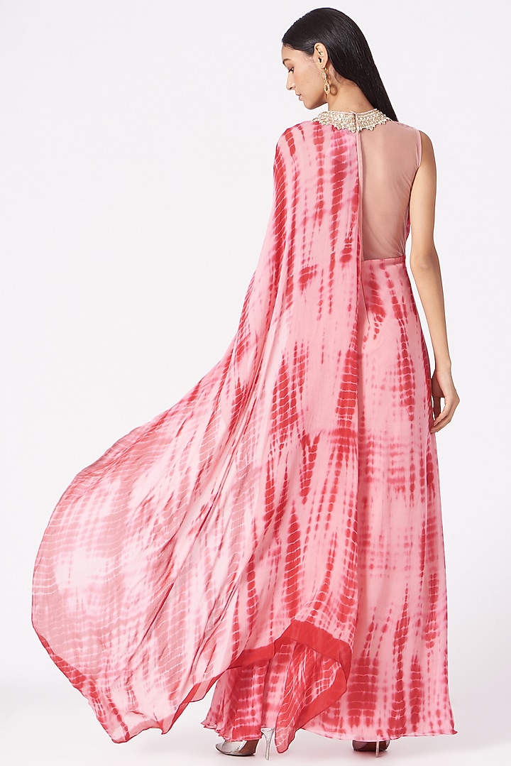 Candy Pink Tie-Dye Draped Gown by Elena Singh at Pernia's Pop Up Shop