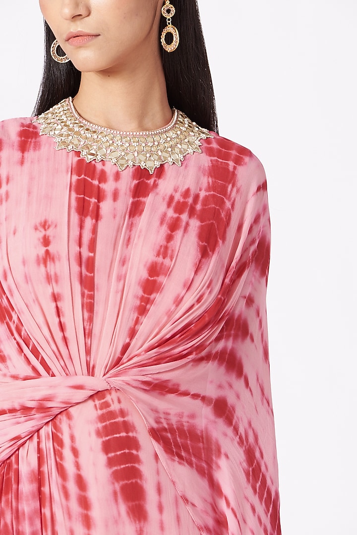 Candy Pink Tie-Dye Draped Gown by Elena Singh at Pernia's Pop Up Shop