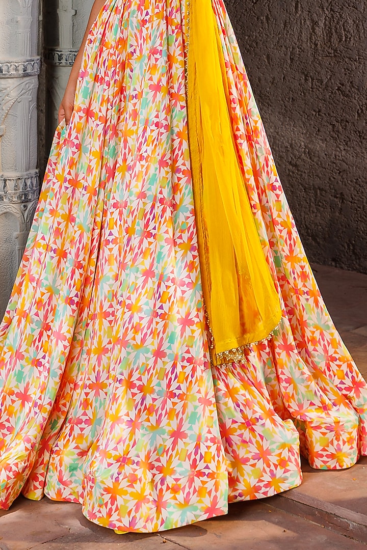Multi-Colored Crepe Printed Wedding Anarkali Set by Elena Singh at Pernia's Pop Up Shop