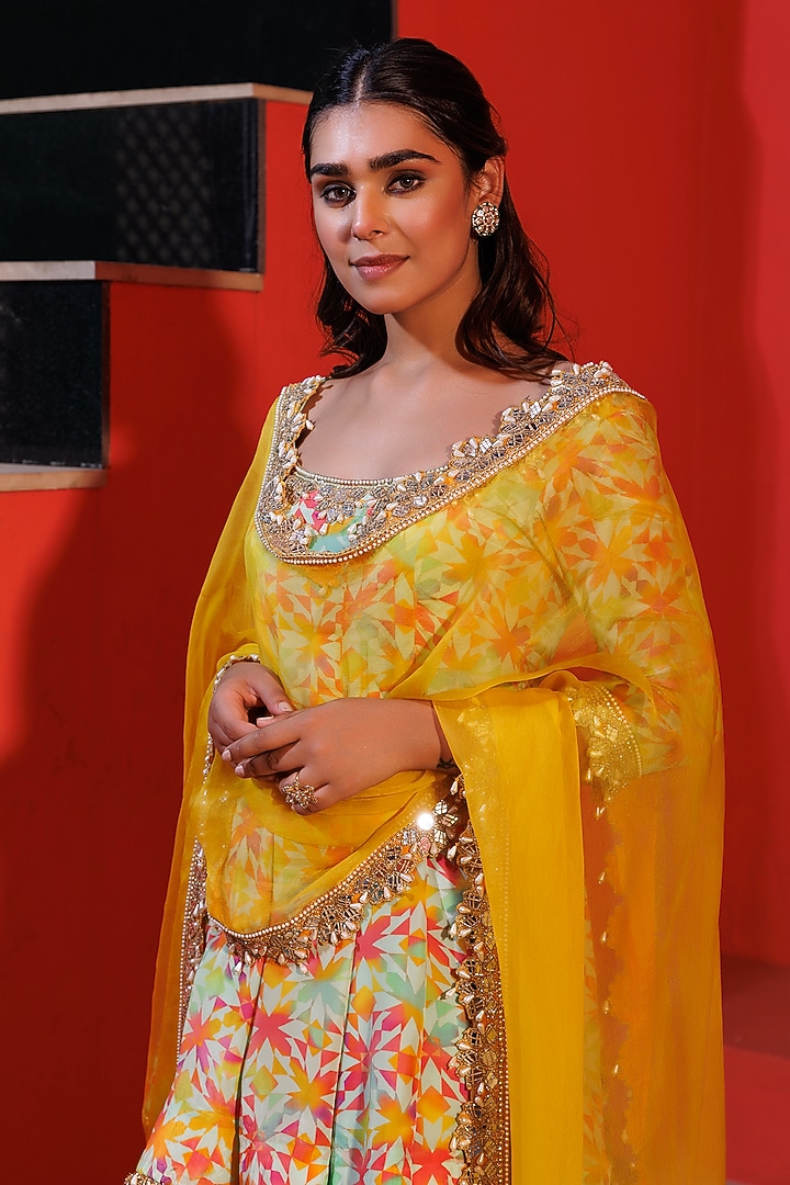 Multi-Colored Crepe Kalidar Kurta Set by Elena Singh at Pernia's Pop Up Shop