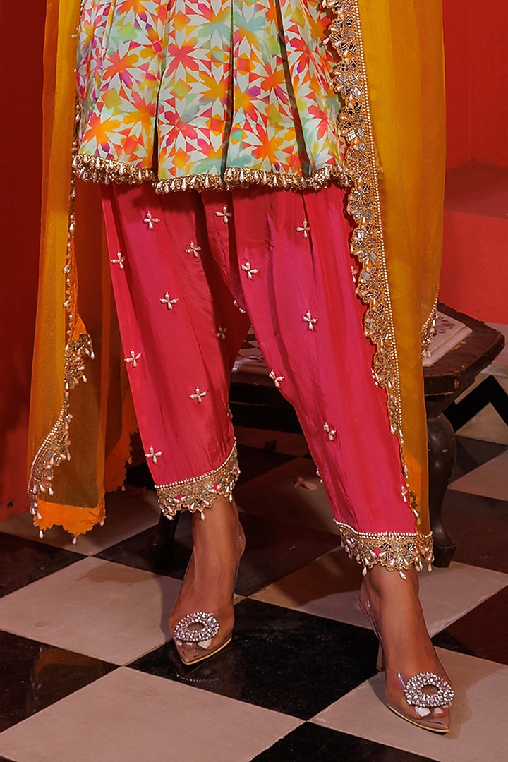Multi-Colored Crepe Kalidar Kurta Set by Elena Singh at Pernia's Pop Up Shop
