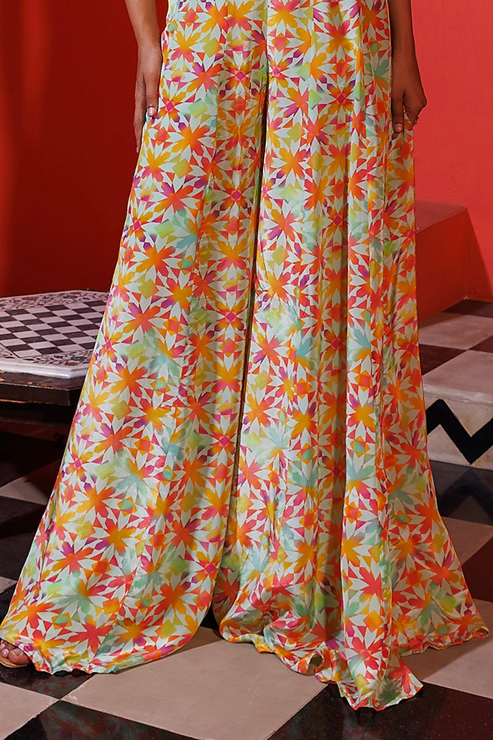 Pink Crepe Printed & Hand Embroidered Jumpsuit by Elena Singh at Pernia's Pop Up Shop