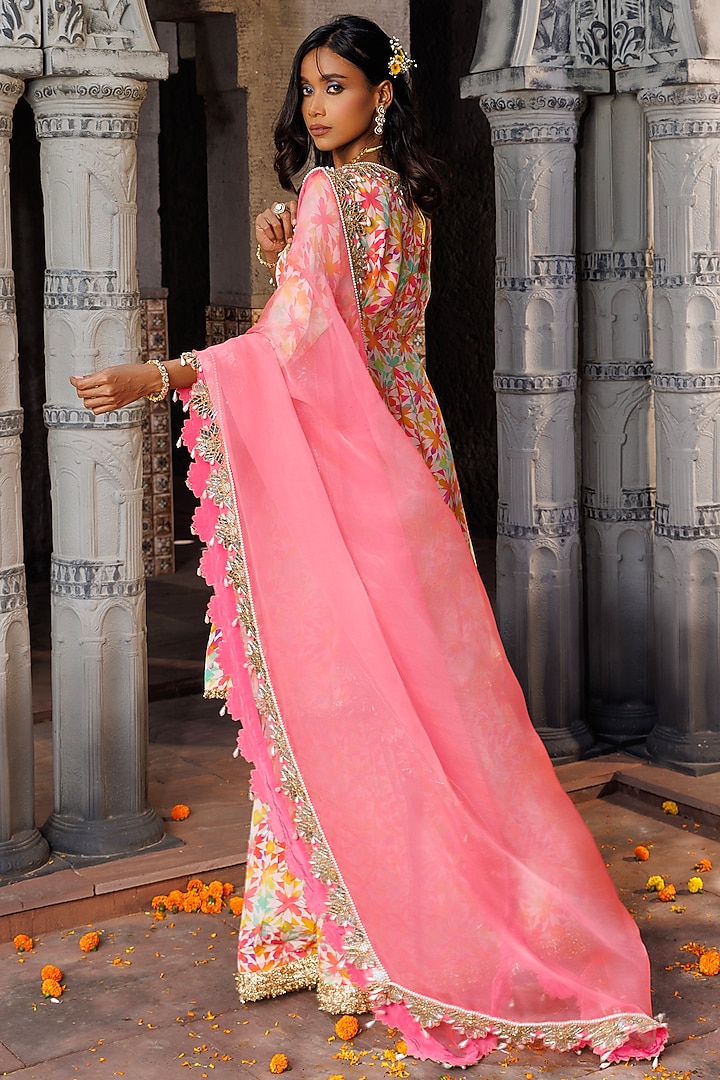 Multi-Colored Crepe Printed Gharara Set by Elena Singh at Pernia's Pop Up Shop