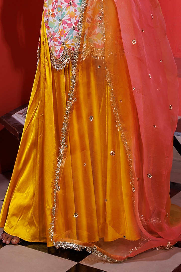 Yellow Satin Wedding Sharara Set by Elena Singh at Pernia's Pop Up Shop