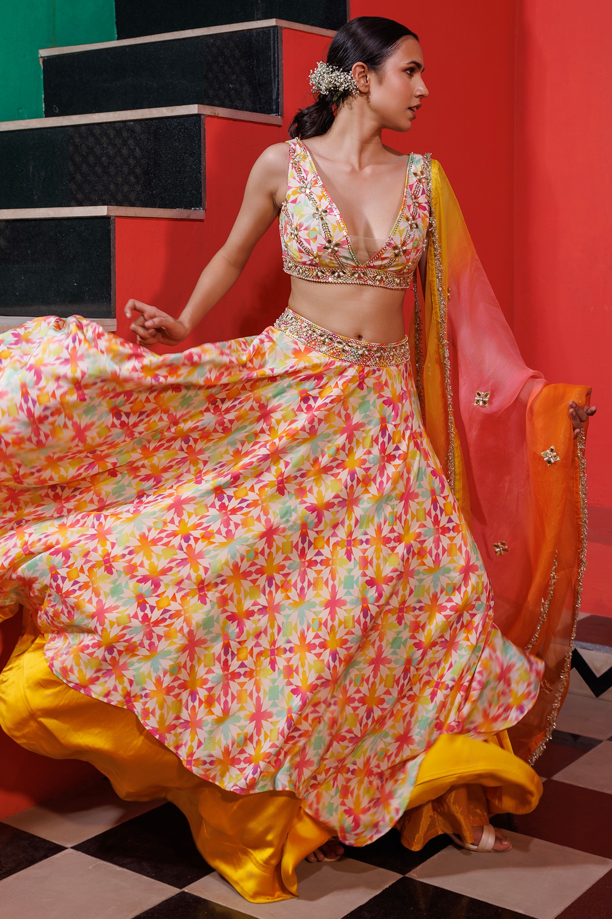 Buy Rajasthani Look Women's Banarasi Silk Lehenga Skirt (peach, Free Size)  at Amazon.in