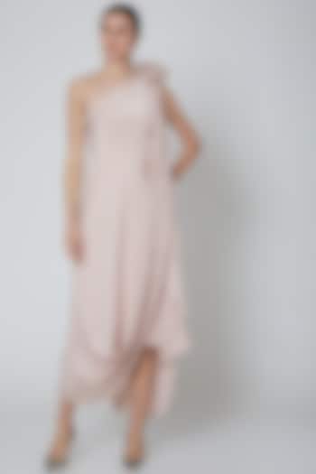 Dusty Pink Embellished Draped Dress  by Elena Singh
