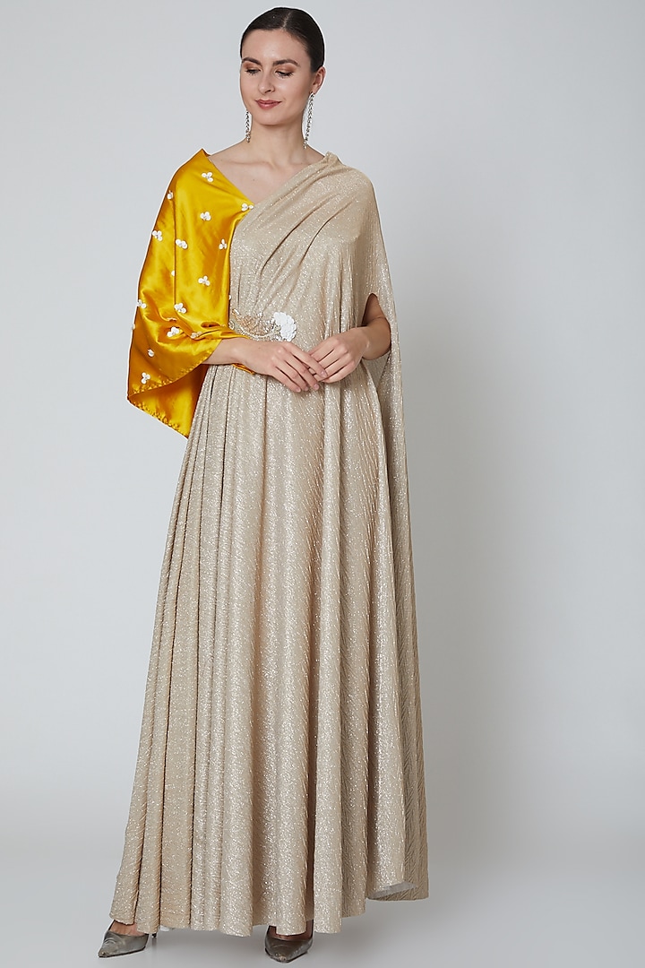 Gold & Yellow Embellished Gown by Elena Singh