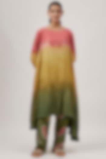 Multi-Colored Cotton Silk Bandhani-Dyed Flared Dress by 11.11 / eleven eleven at Pernia's Pop Up Shop