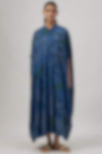 Indigo Fine Silk Bandhani Oversized Dress by 11.11 / eleven eleven at Pernia's Pop Up Shop