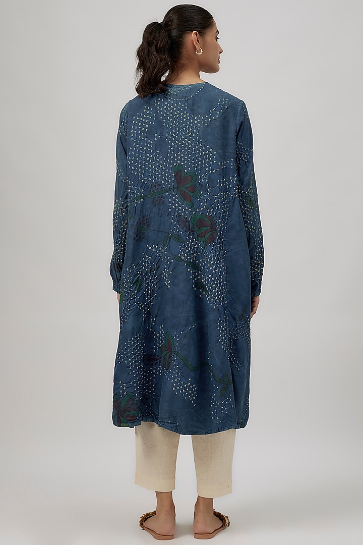 Indigo Fine Silk Bandhani Oversized Cocktail Dress by 11.11 / eleven eleven at Pernia's Pop Up Shop
