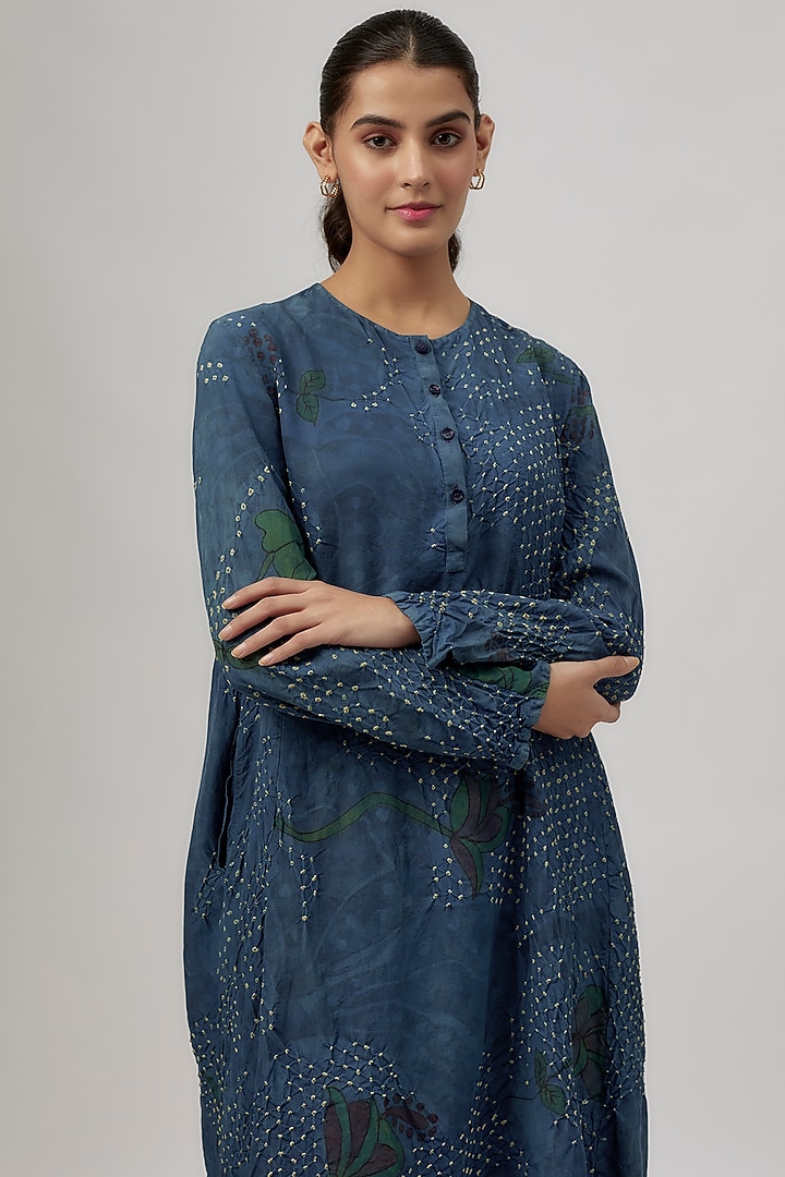 Indigo Fine Silk Bandhani Oversized Cocktail Dress by 11.11 / eleven eleven at Pernia's Pop Up Shop