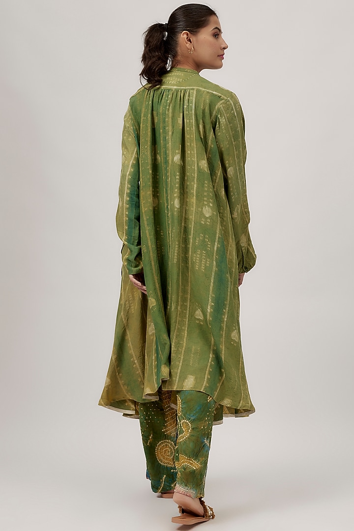 Green Silk Shibori-Dyed Asymmetrical Cocktail Dress by 11.11 / eleven eleven at Pernia's Pop Up Shop