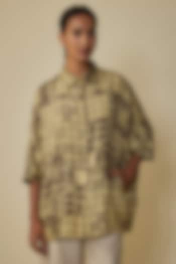Whiskey Gold Fine Silk Screen Printed Shirt by 11.11 / eleven eleven at Pernia's Pop Up Shop