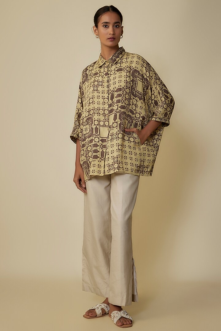 Whiskey Gold Fine Silk Screen Printed Shirt by 11.11 / eleven eleven at Pernia's Pop Up Shop