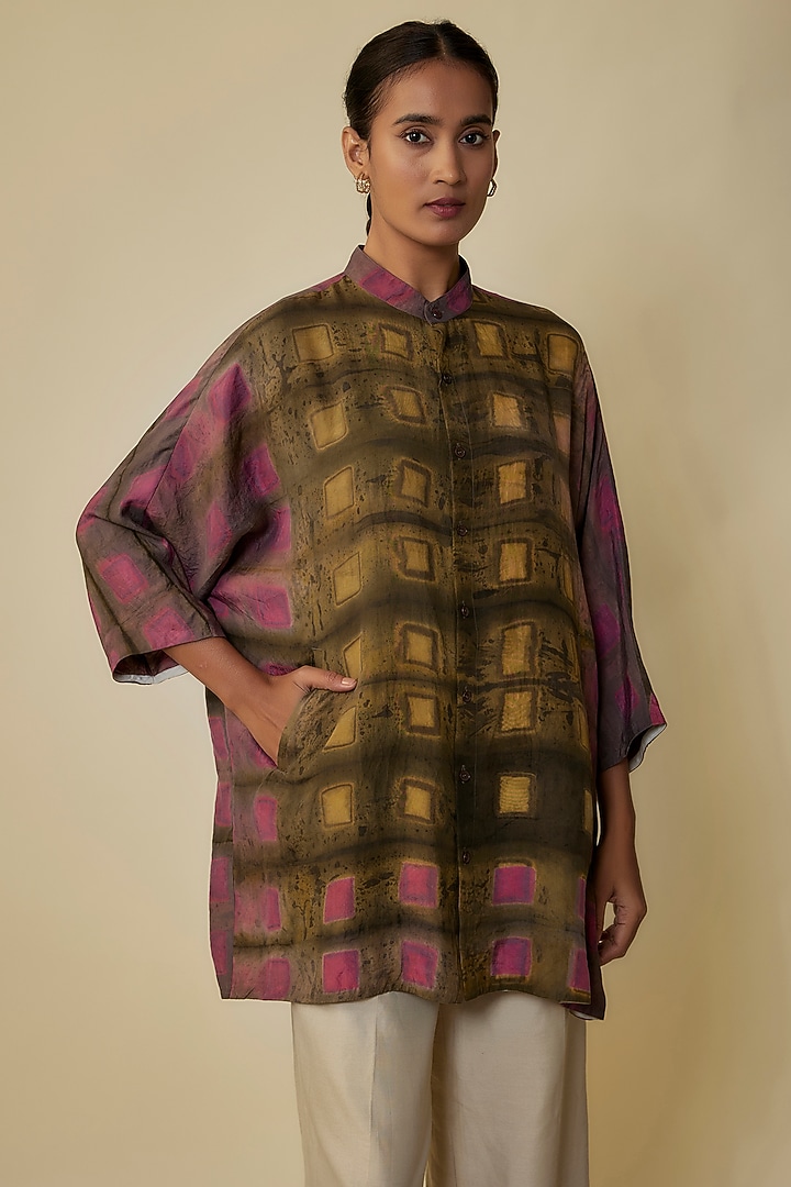 Multi-Colored Fine Silk Kimono Shirt by 11.11 / eleven eleven at Pernia's Pop Up Shop