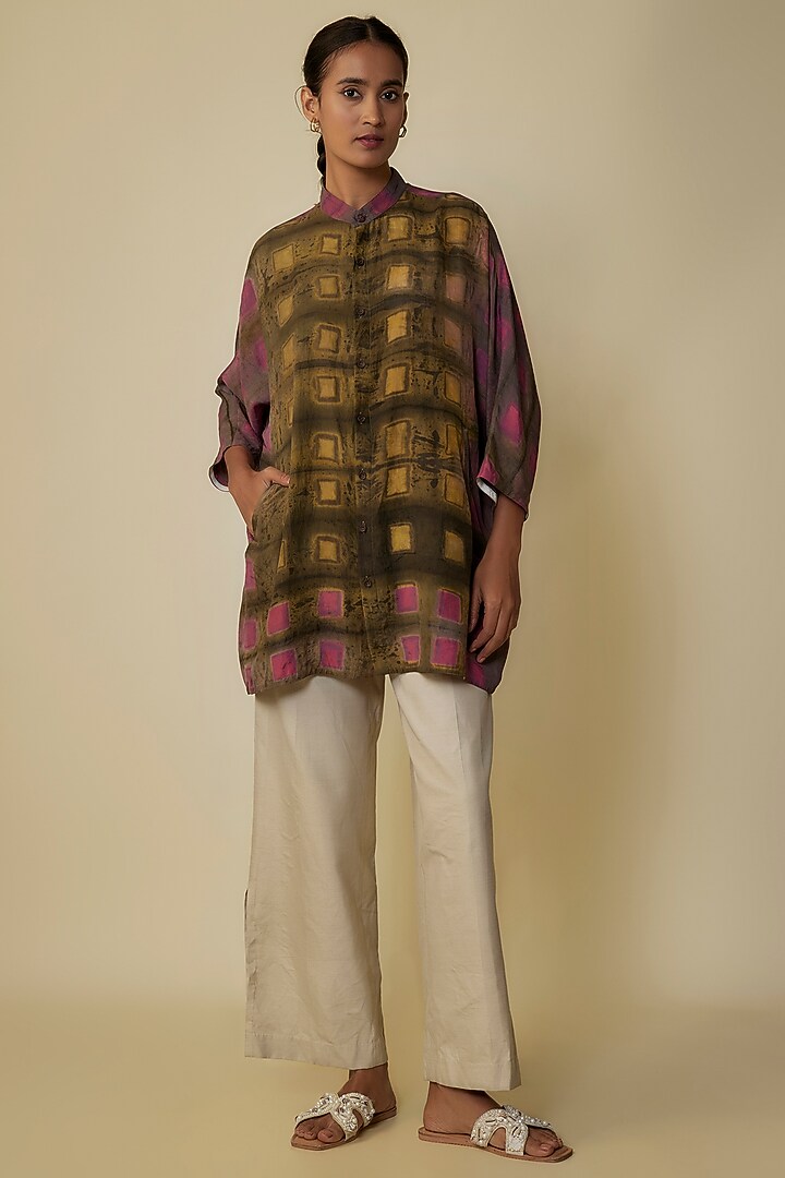 Multi-Colored Fine Silk Kimono Shirt by 11.11 / eleven eleven at Pernia's Pop Up Shop