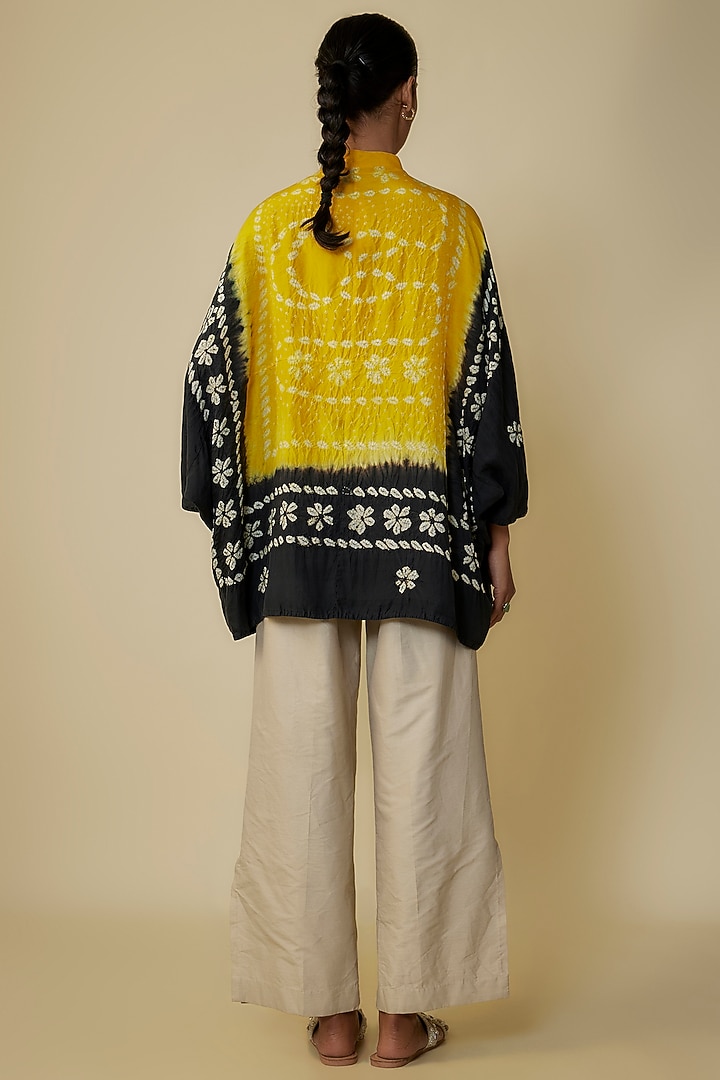 Multi-Colored Cotton & Silk Blend Bandhani Artwork Shirt by 11.11 / eleven eleven at Pernia's Pop Up Shop
