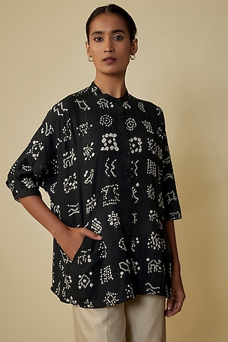 Black Fine Silk Shirt by 11.11 / eleven eleven