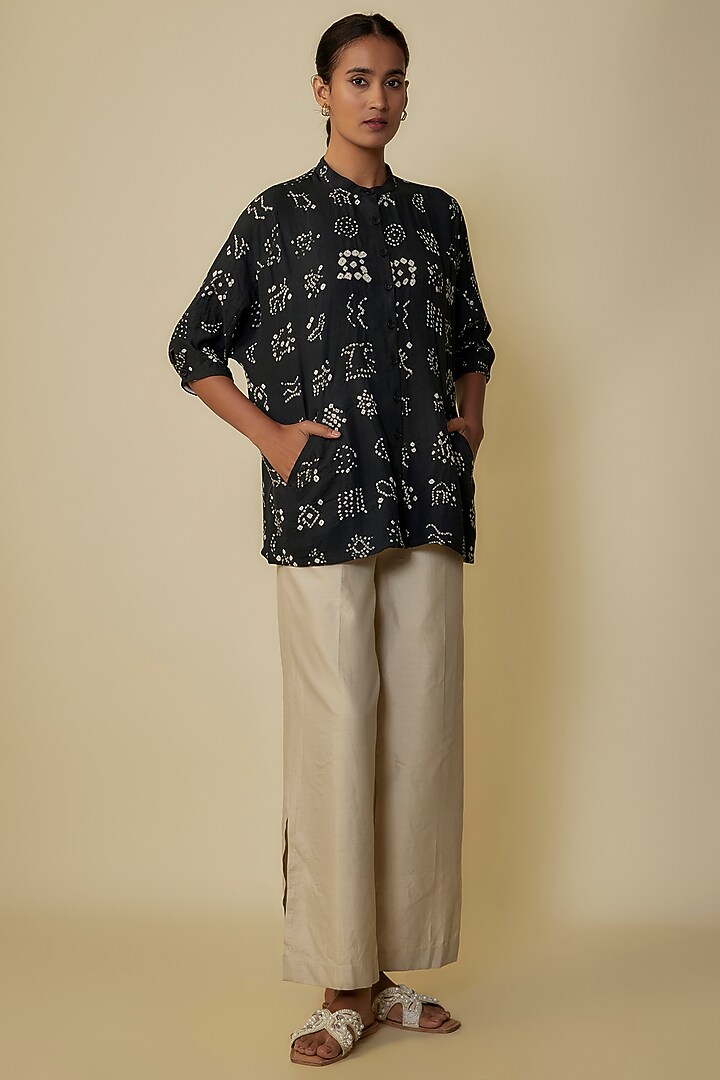 Black Fine Silk Shirt by 11.11 / eleven eleven at Pernia's Pop Up Shop