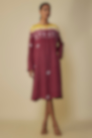 Multi-Colored Fine Silk Bandhani Artwork Cocktail Dress by 11.11 / eleven eleven at Pernia's Pop Up Shop