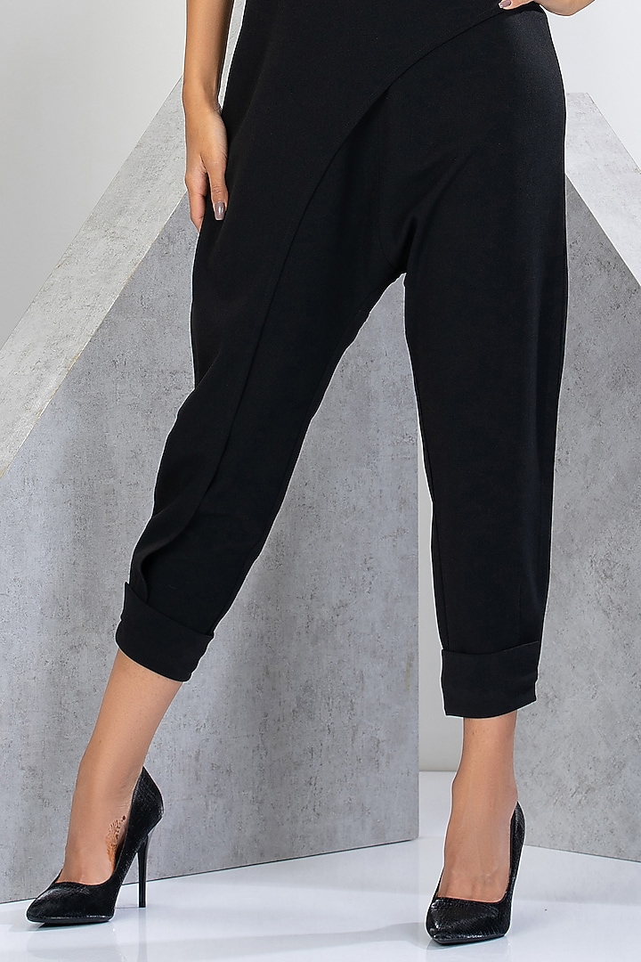 Black French Crepe Hand Embroidered Jumpsuit by Eli Bitton at Pernia's Pop Up Shop