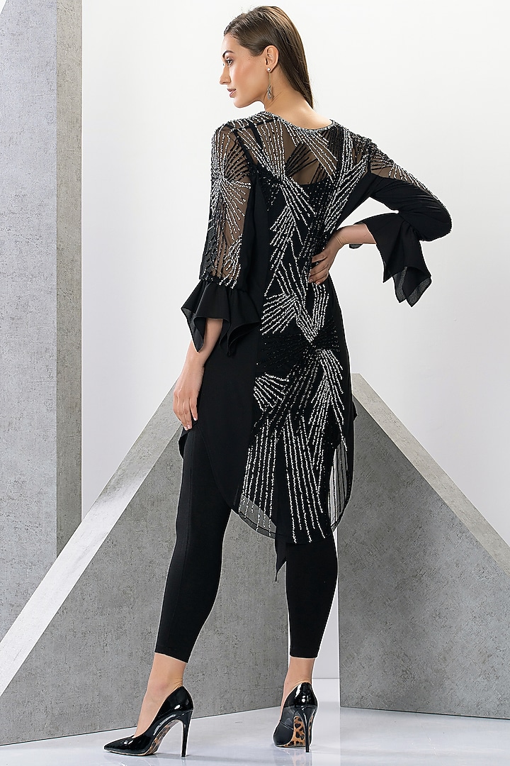 Black Poly Lycra Pant Set by Eli Bitton at Pernia's Pop Up Shop