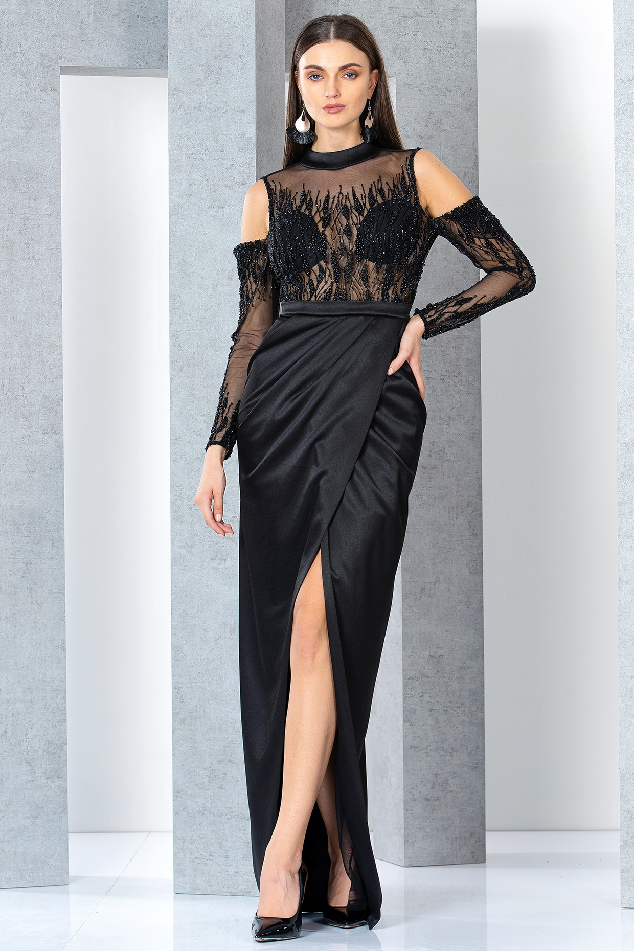 Parallel Line Design Black Color Latest Gown - Clothsvilla