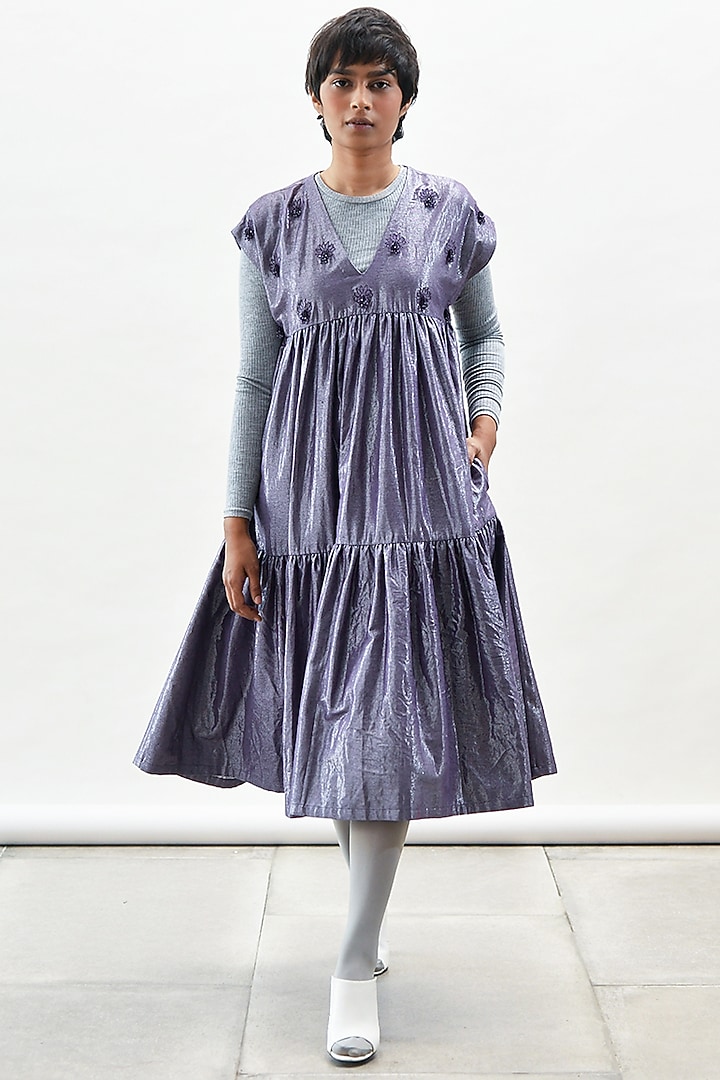 Purple Floral Embroidered Summer Dress by Kanelle at Pernia's Pop Up Shop