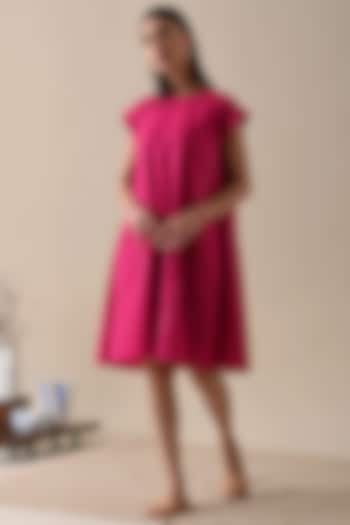 Pink Cotton Knee-Length Dress by Kanelle at Pernia's Pop Up Shop