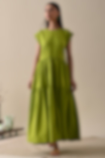 Olive Organic Cotton Tiered Maxi Summer Dress by Kanelle at Pernia's Pop Up Shop