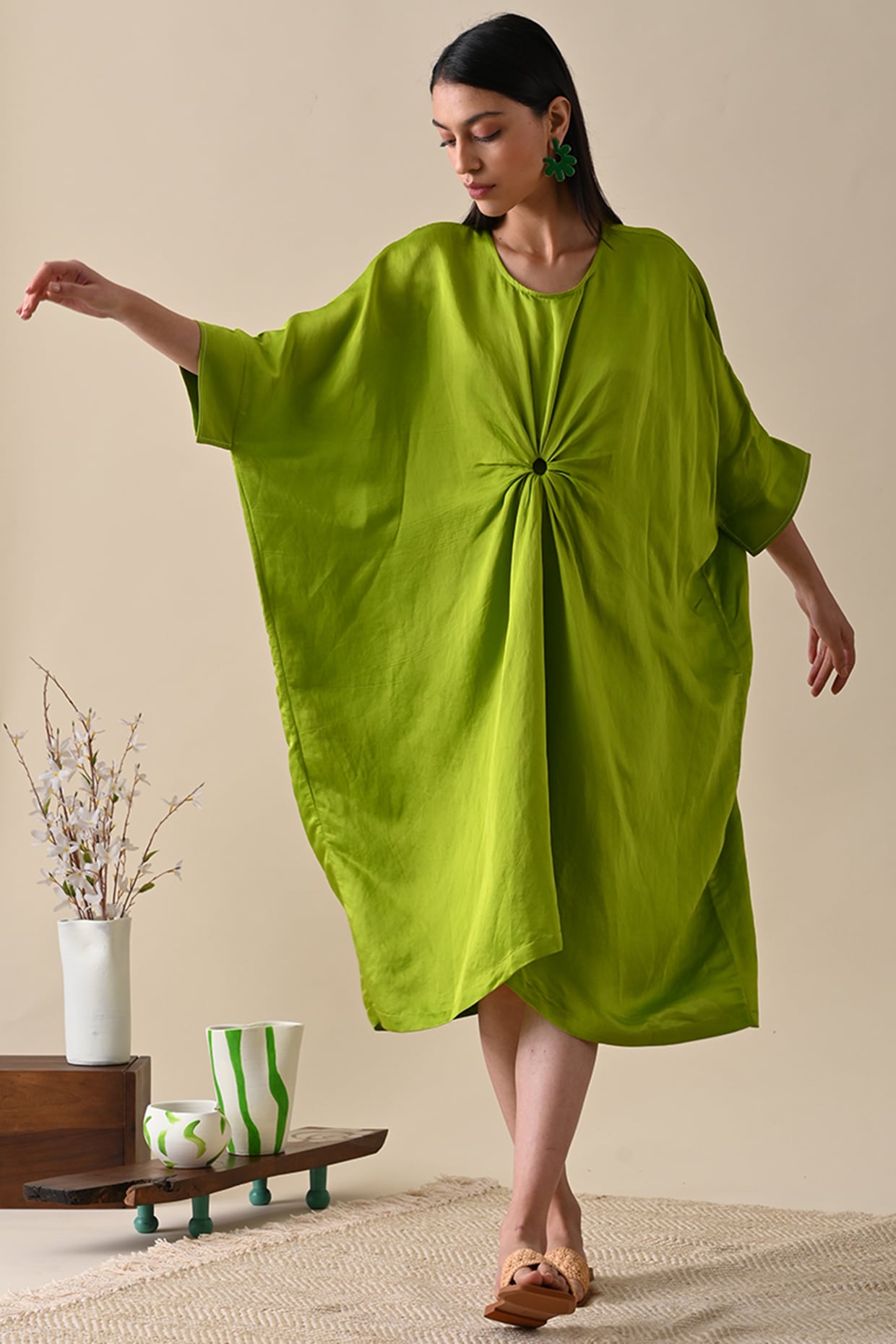 Satin store kaftan dress