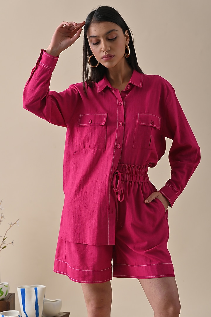 Pink Cotton Hemp Co-Ord Set by Kanelle at Pernia's Pop Up Shop