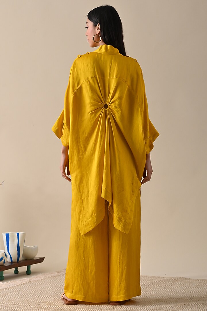 Yellow Linen Satin Co-Ord Set by Kanelle at Pernia's Pop Up Shop
