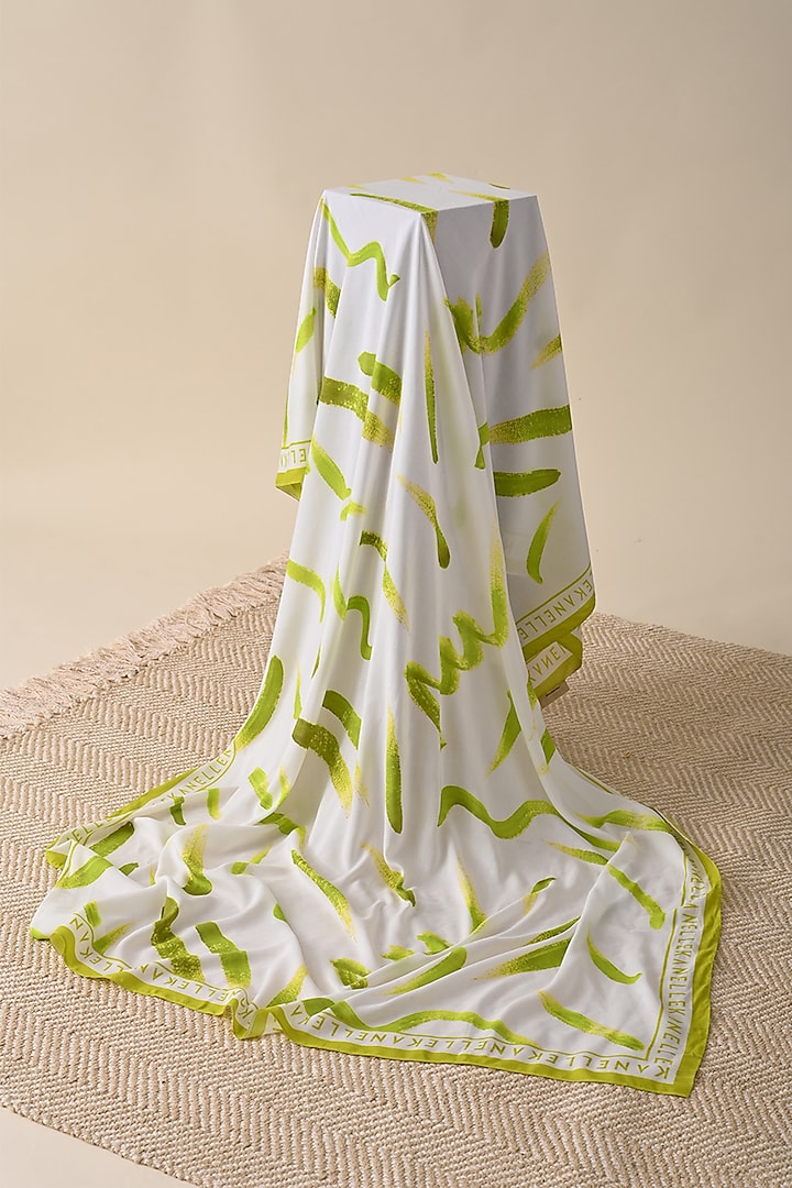 Olive Viscose Printed Stole by Kanelle