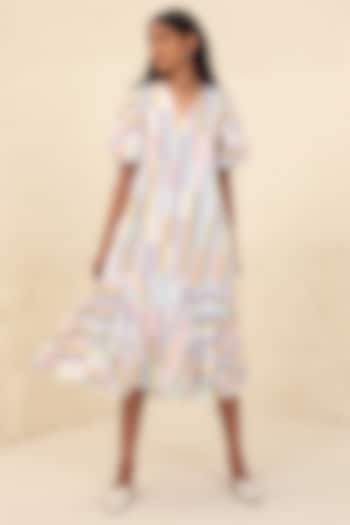 Multi-Colored Cotton Poplin Printed A-Line Dress by Kanelle at Pernia's Pop Up Shop