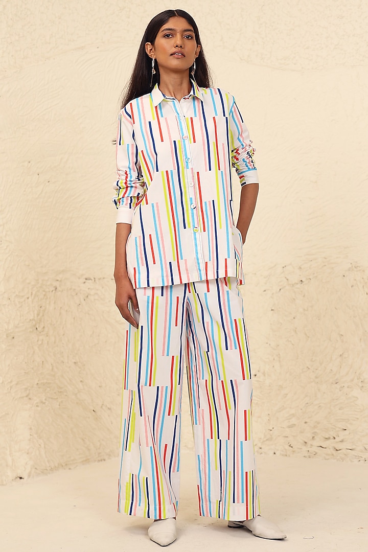 Multi-Colored Cotton Poplin Printed Co-Ord Set by Kanelle