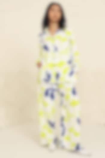 Lime & Blue Cotton Poplin Printed Co-Ord Set by Kanelle at Pernia's Pop Up Shop