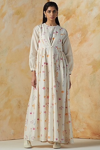 Beige Poplin Front-Open Shirt Dress Design by Kanelle at Pernia's