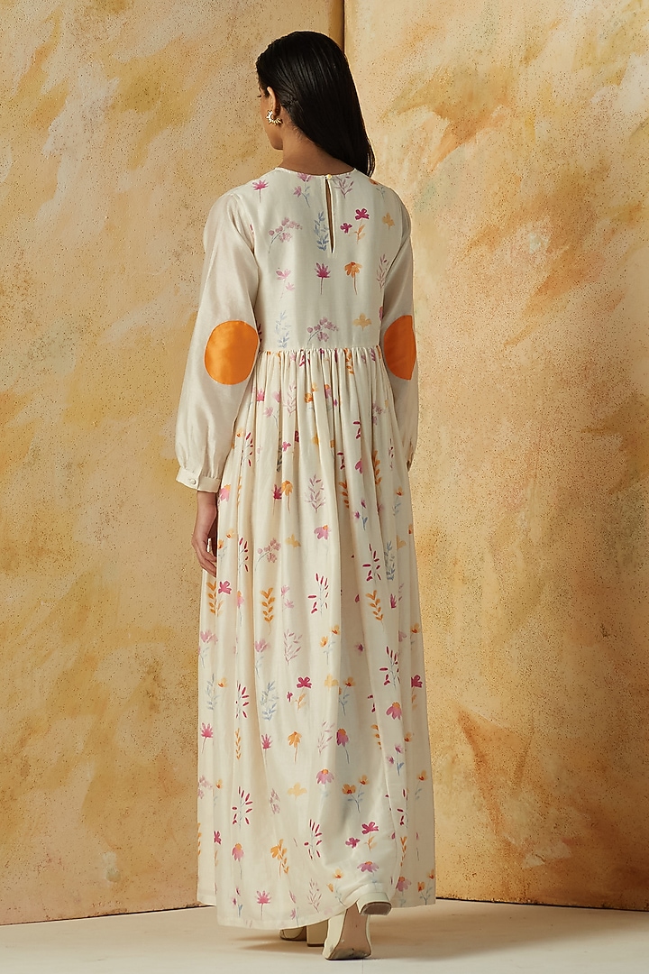 Ivory Floral Printed Maxi Summer Dress by Kanelle at Pernia's Pop Up Shop