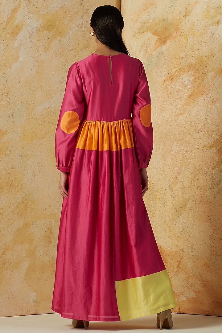 Fuchsia Chanderi Silk Summer Dress by Kanelle at Pernia's Pop Up Shop