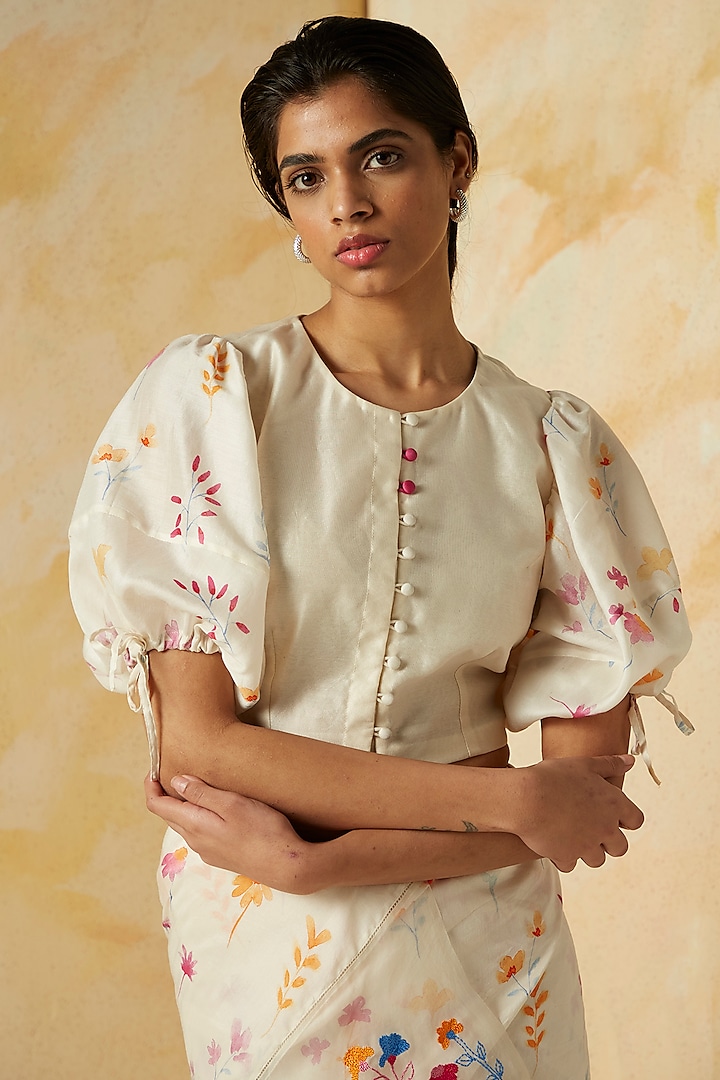Ivory Embroidered Blouse by Kanelle