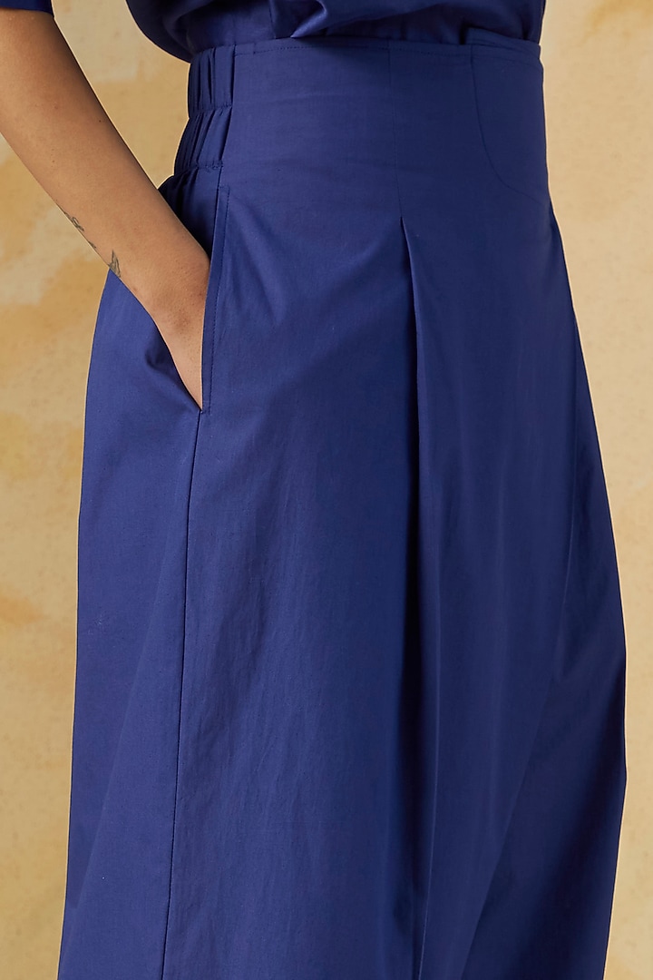 Cobalt Blue Poplin Overlapped Culottes by Kanelle at Pernia's Pop Up Shop