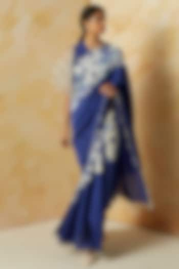 Blue Half & Half Saree Set by Kanelle at Pernia's Pop Up Shop