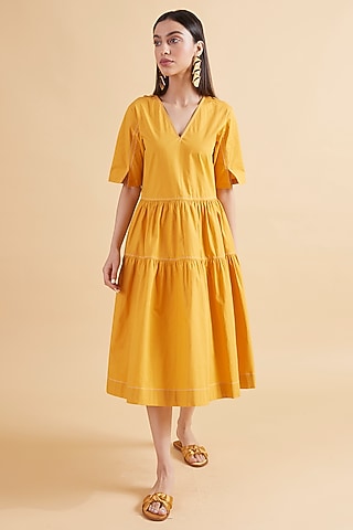 Amber Cotton Poplin Tiered Dress by Kanelle