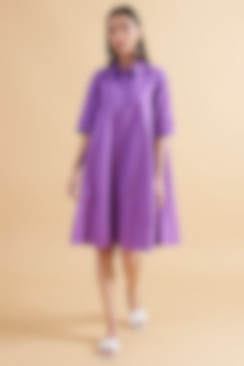 Purple Cotton Poplin A-Line Summer Dress by Kanelle at Pernia's Pop Up Shop