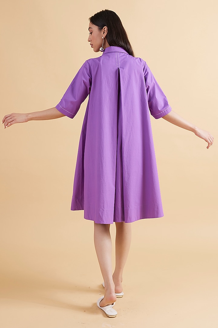 Purple Cotton Poplin A-Line Summer Dress by Kanelle at Pernia's Pop Up Shop