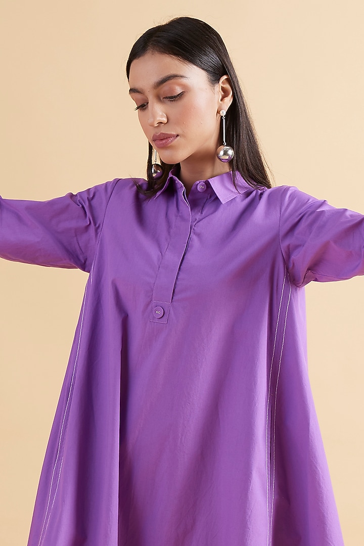 Purple Cotton Poplin A-Line Summer Dress by Kanelle at Pernia's Pop Up Shop